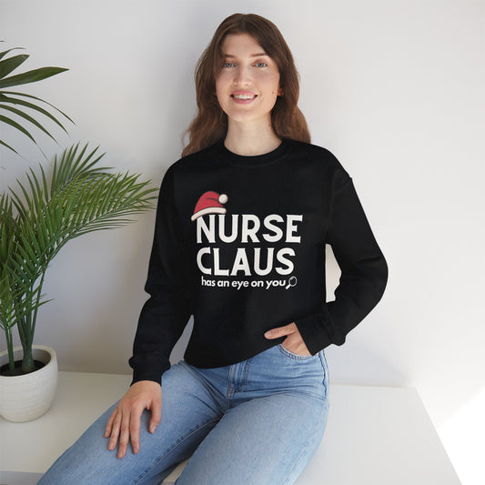 Copy of Nurse Claus Crewneck Sweatshirt – Retro Christmas Nurse Gift with Santa Hat & Magnifying Glass
