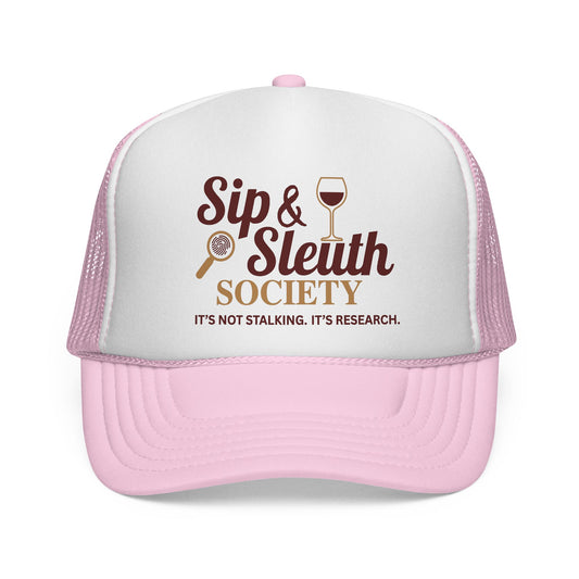 Sip & Sleuth Trucker Cap - Fun Hat for Wine Lovers and Sleuth Enthusiasts