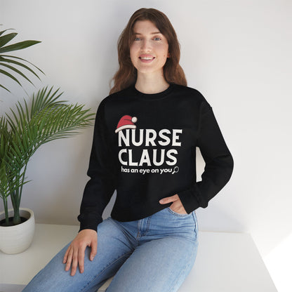Copy of Nurse Claus Crewneck Sweatshirt – Retro Christmas Nurse Gift with Santa Hat & Magnifying Glass