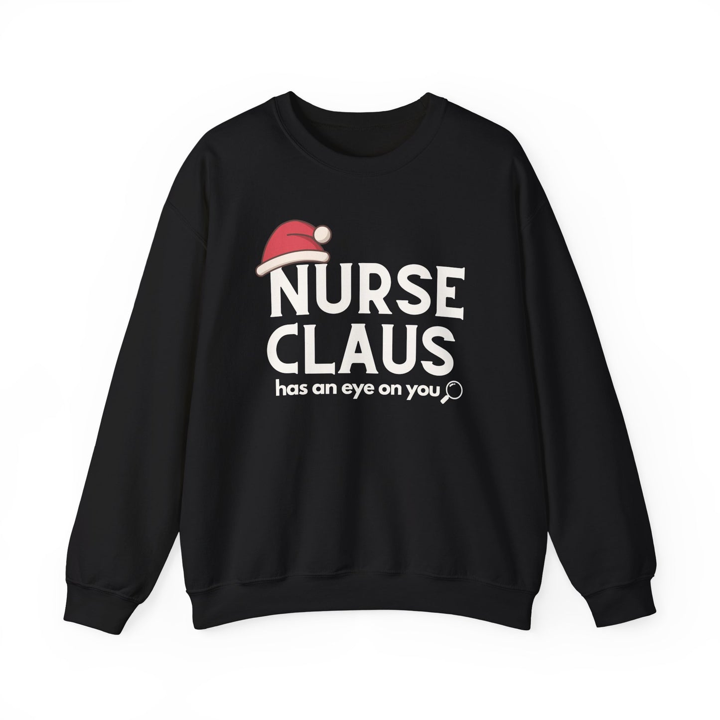 Copy of Nurse Claus Crewneck Sweatshirt – Retro Christmas Nurse Gift with Santa Hat & Magnifying Glass