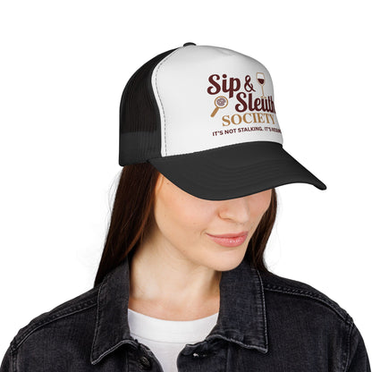 Sip & Sleuth Trucker Cap - Fun Hat for Wine Lovers and Sleuth Enthusiasts