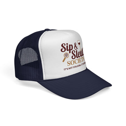 Sip & Sleuth Trucker Cap - Fun Hat for Wine Lovers and Sleuth Enthusiasts