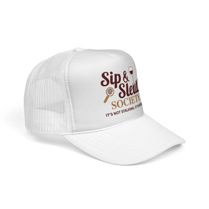 Sip & Sleuth Trucker Cap - Fun Hat for Wine Lovers and Sleuth Enthusiasts