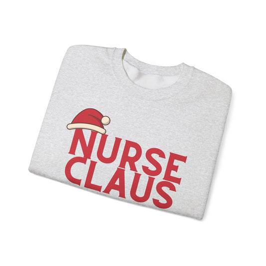Nurse Claus Crewneck Sweatshirt – Retro Christmas Nurse Gift with Santa Hat & Magnifying Glass