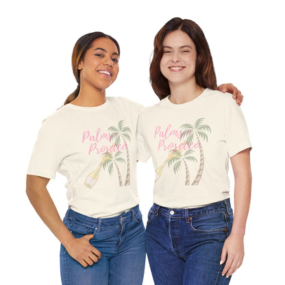 Palm & Prosecco Tee - Short Sleeve T-Shirt for Beach Vibes