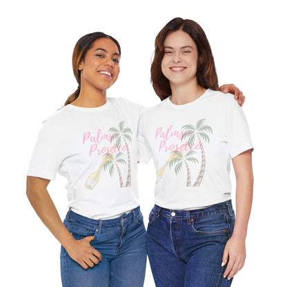 Palm & Prosecco Tee - Short Sleeve T-Shirt for Beach Vibes