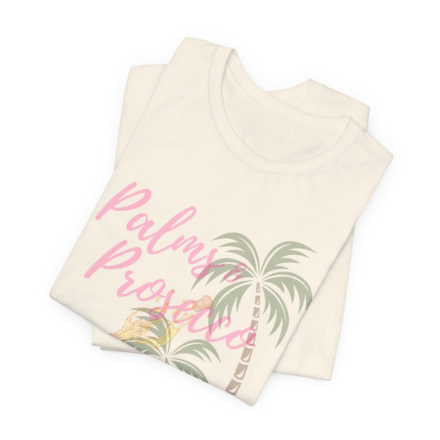 Palm & Prosecco Tee - Short Sleeve T-Shirt for Beach Vibes