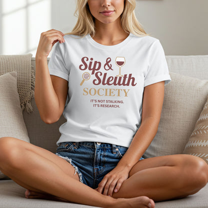 Sip & Sleuth Society Tee - For Wine Lovers & Mystery Enthusiasts