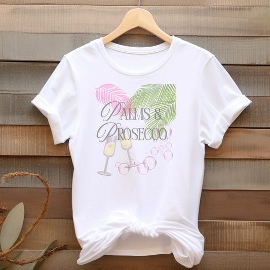 Palms & Prosecco GraphicTee - Tropical Summer T-Shirt