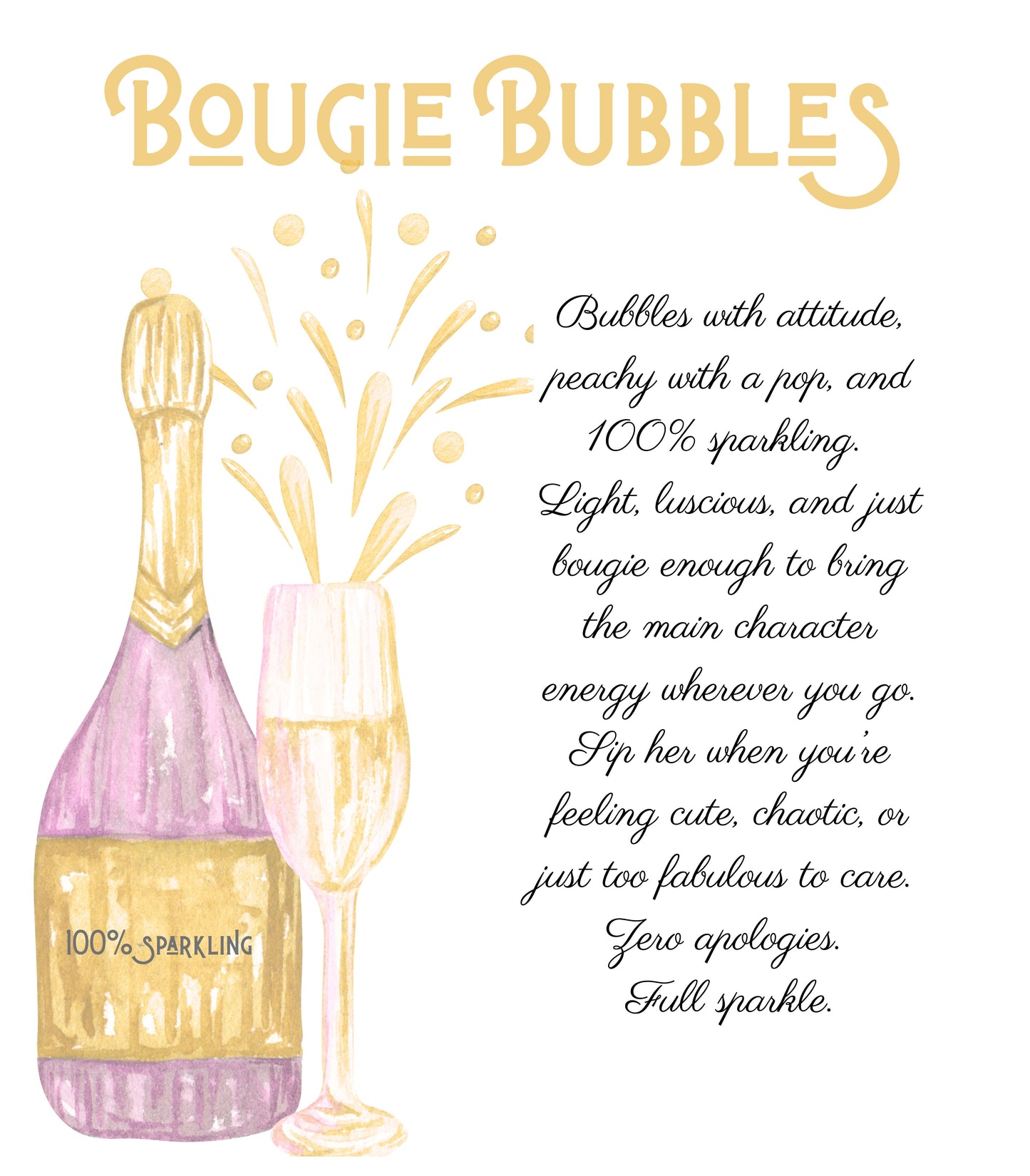 Champagne Celebration Tee - "Bougie Bubbles" Short Sleeve T-Shirt