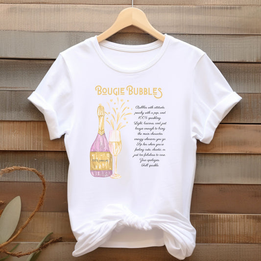 Champagne Celebration Tee - "Bougie Bubbles" Short Sleeve T-Shirt