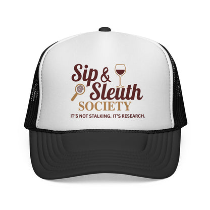 Sip & Sleuth Trucker Cap - Fun Hat for Wine Lovers and Sleuth Enthusiasts