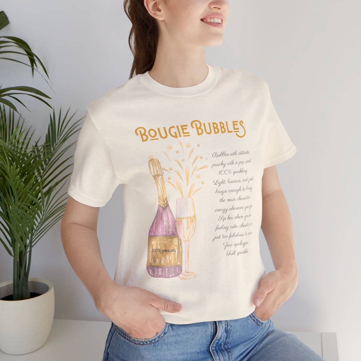 Champagne Celebration Tee - "Bougie Bubbles" Short Sleeve T-Shirt