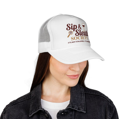 Sip & Sleuth Trucker Cap - Fun Hat for Wine Lovers and Sleuth Enthusiasts