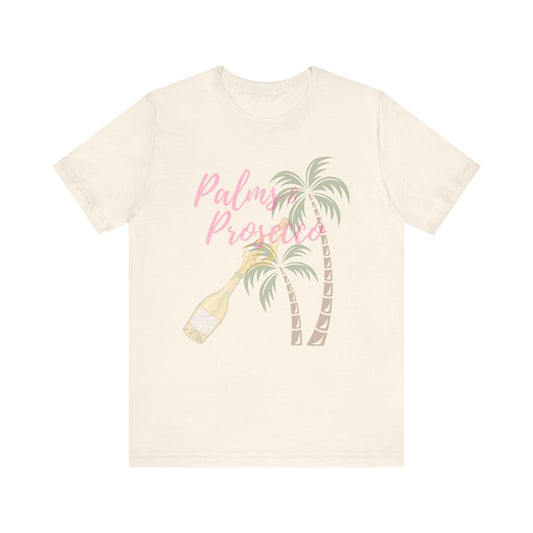 Palm & Prosecco Tee - Short Sleeve T-Shirt for Beach Vibes