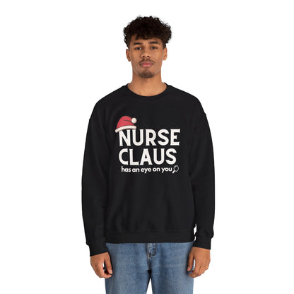 Copy of Nurse Claus Crewneck Sweatshirt – Retro Christmas Nurse Gift with Santa Hat & Magnifying Glass