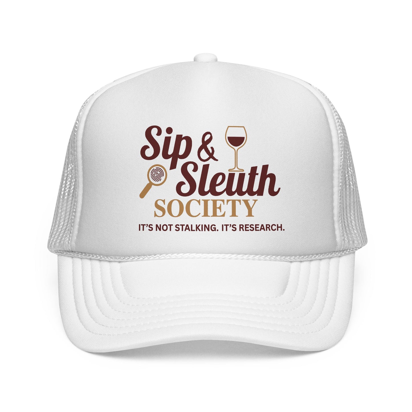 Sip & Sleuth Trucker Cap - Fun Hat for Wine Lovers and Sleuth Enthusiasts