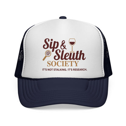 Sip & Sleuth Trucker Cap - Fun Hat for Wine Lovers and Sleuth Enthusiasts