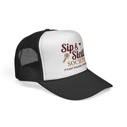 Sip & Sleuth Trucker Cap - Fun Hat for Wine Lovers and Sleuth Enthusiasts