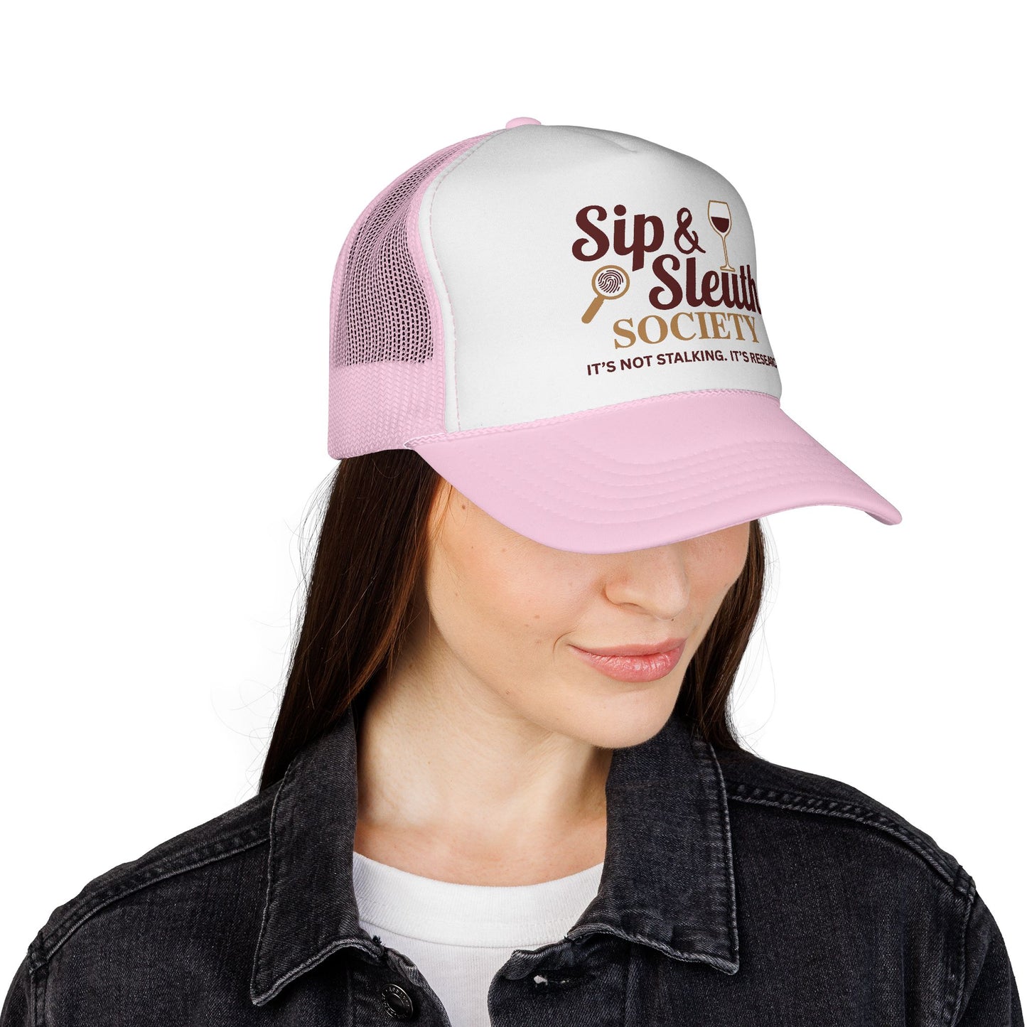 Sip & Sleuth Trucker Cap - Fun Hat for Wine Lovers and Sleuth Enthusiasts
