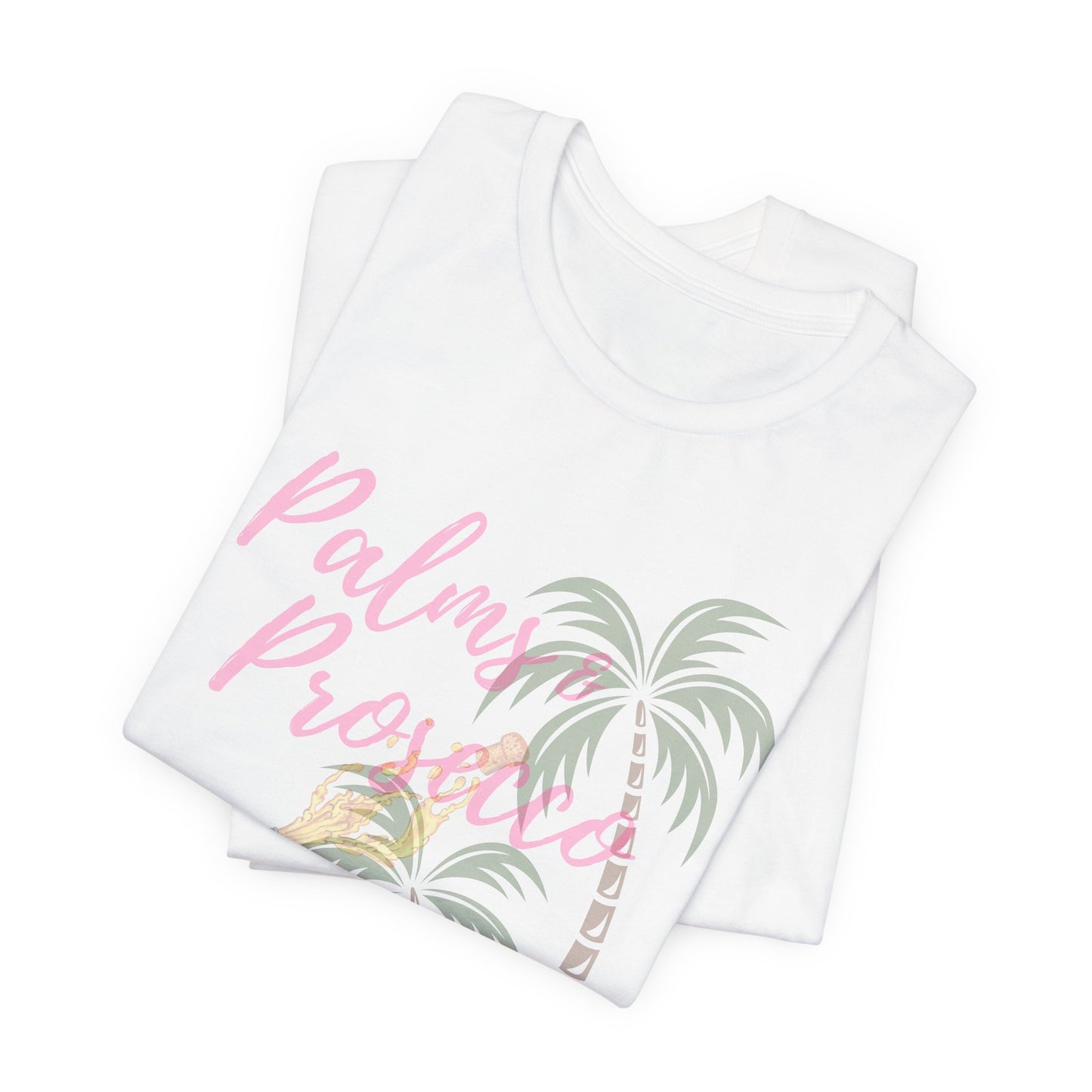 Palm & Prosecco Tee - Short Sleeve T-Shirt for Beach Vibes